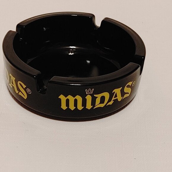 VINTAGE MIDAS Ashtray Black Milk Glass Made in France Auto Service King … - Picture 6 of 7